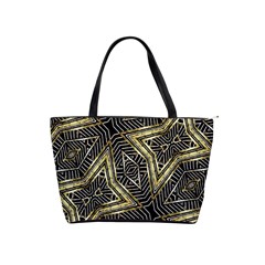 Geometric Tribal Golden Pattern Print Large Shoulder Bag