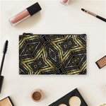 Geometric Tribal Golden Pattern Print Cosmetic Bag (Small) Front