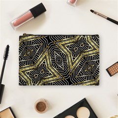 Geometric Tribal Golden Pattern Print Cosmetic Bag (medium) by dflcprints