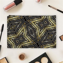 Geometric Tribal Golden Pattern Print Cosmetic Bag (large)