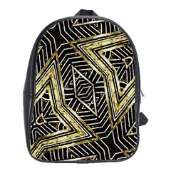 Geometric Tribal Golden Pattern Print School Bag (large)