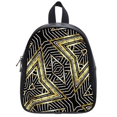 Geometric Tribal Golden Pattern Print School Bag (small) by dflcprints