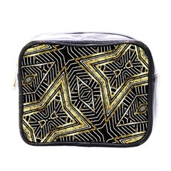 Geometric Tribal Golden Pattern Print Mini Travel Toiletry Bag (one Side) by dflcprints