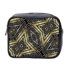 Geometric Tribal Golden Pattern Print Mini Travel Toiletry Bag (two Sides) by dflcprints