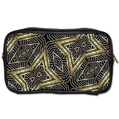 Geometric Tribal Golden Pattern Print Travel Toiletry Bag (one Side)