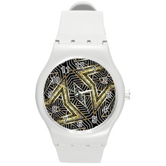 Geometric Tribal Golden Pattern Print Plastic Sport Watch (Medium)