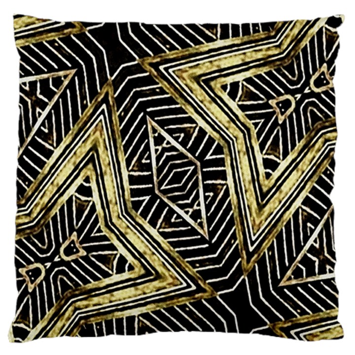 Geometric Tribal Golden Pattern Print Large Cushion Case (Two Sided) 