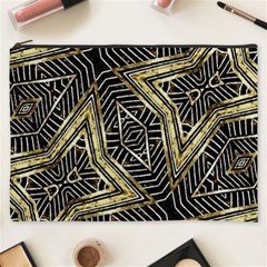 Geometric Tribal Golden Pattern Print Cosmetic Bag (xxxl)