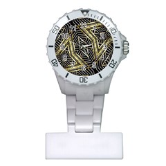 Geometric Tribal Golden Pattern Print Nurses Watch