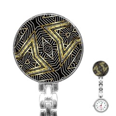 Geometric Tribal Golden Pattern Print Stainless Steel Nurses Watch