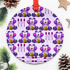 Fms Honey Bear With Spoons Round Ornament by FunWithFibro