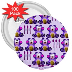 Fms Honey Bear With Spoons 3  Button (100 Pack) by FunWithFibro