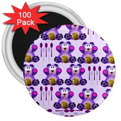 Fms Honey Bear With Spoons 3  Button Magnet (100 Pack) by FunWithFibro