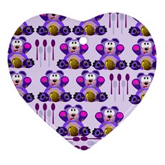 Fms Honey Bear With Spoons Heart Ornament (two Sides) by FunWithFibro