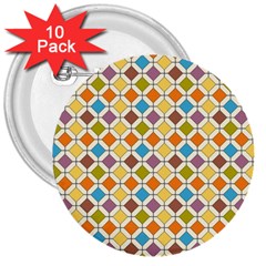 Colorful Rhombus Pattern 3  Button (10 Pack)