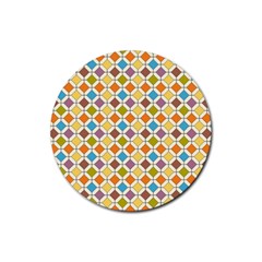 Colorful Rhombus Pattern Rubber Coaster (round)