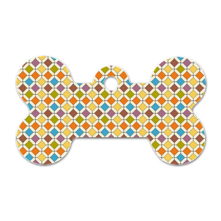 Colorful rhombus pattern Dog Tag Bone (One Side)