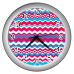 Waves pattern Wall Clock (Silver) Front