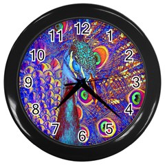 Peacock Wall Clock (black) by icarusismartdesigns