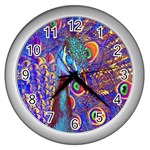 Peacock Wall Clock (Silver) Front