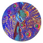 Peacock Magnet 5  (Round) Front