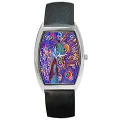 Peacock Tonneau Leather Watch by icarusismartdesigns