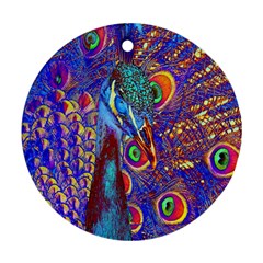 Peacock Round Ornament (two Sides) by icarusismartdesigns