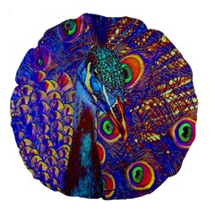 Peacock 18  Premium Round Cushion  by icarusismartdesigns