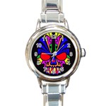 Skull In Colour Round Italian Charm Watch Front