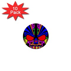 Skull In Colour 1  Mini Button (10 Pack)