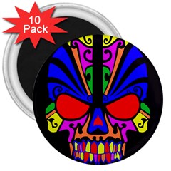 Skull In Colour 3  Button Magnet (10 Pack) by icarusismartdesigns