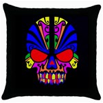 Skull In Colour Black Throw Pillow Case Front