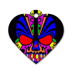 Skull In Colour Dog Tag Heart (one Sided) 