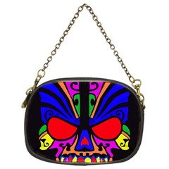 Skull In Colour Chain Purse (two Sided) 