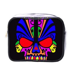 Skull In Colour Mini Travel Toiletry Bag (one Side)