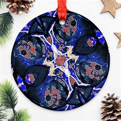 Decorative Retro Floral Print Round Ornament by dflcprints