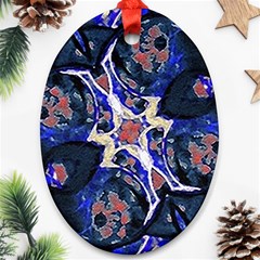 Decorative Retro Floral Print Oval Ornament by dflcprints