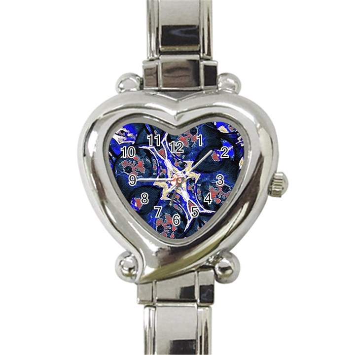 Decorative Retro Floral Print Heart Italian Charm Watch 