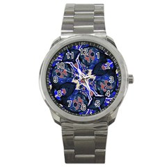 Decorative Retro Floral Print Sport Metal Watch by dflcprints