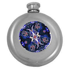 Decorative Retro Floral Print Hip Flask (round) by dflcprints