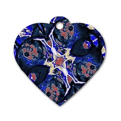 Decorative Retro Floral Print Dog Tag Heart (one Sided)  by dflcprints