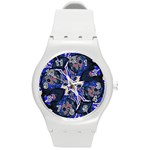 Decorative Retro Floral Print Plastic Sport Watch (Medium) Front