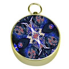 Decorative Retro Floral Print Gold Compass by dflcprints