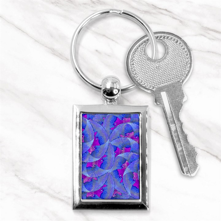 Abstract Deco Digital Art Pattern Key Chain (Rectangle)