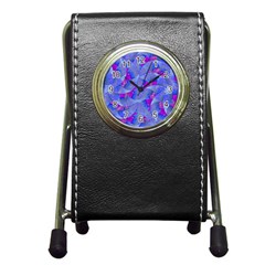 Abstract Deco Digital Art Pattern Stationery Holder Clock by dflcprints