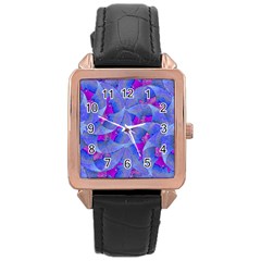 Abstract Deco Digital Art Pattern Rose Gold Leather Watch  by dflcprints