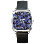 Fantasy Nature Pattern Print Square Leather Watch Front