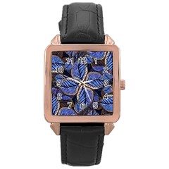 Fantasy Nature Pattern Print Rose Gold Leather Watch  by dflcprints