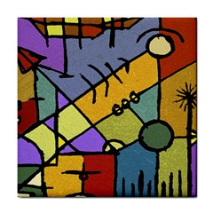 Multicolored Tribal Pattern Print Ceramic Tile by dflcprints