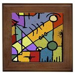 Multicolored Tribal Pattern Print Framed Ceramic Tile Front